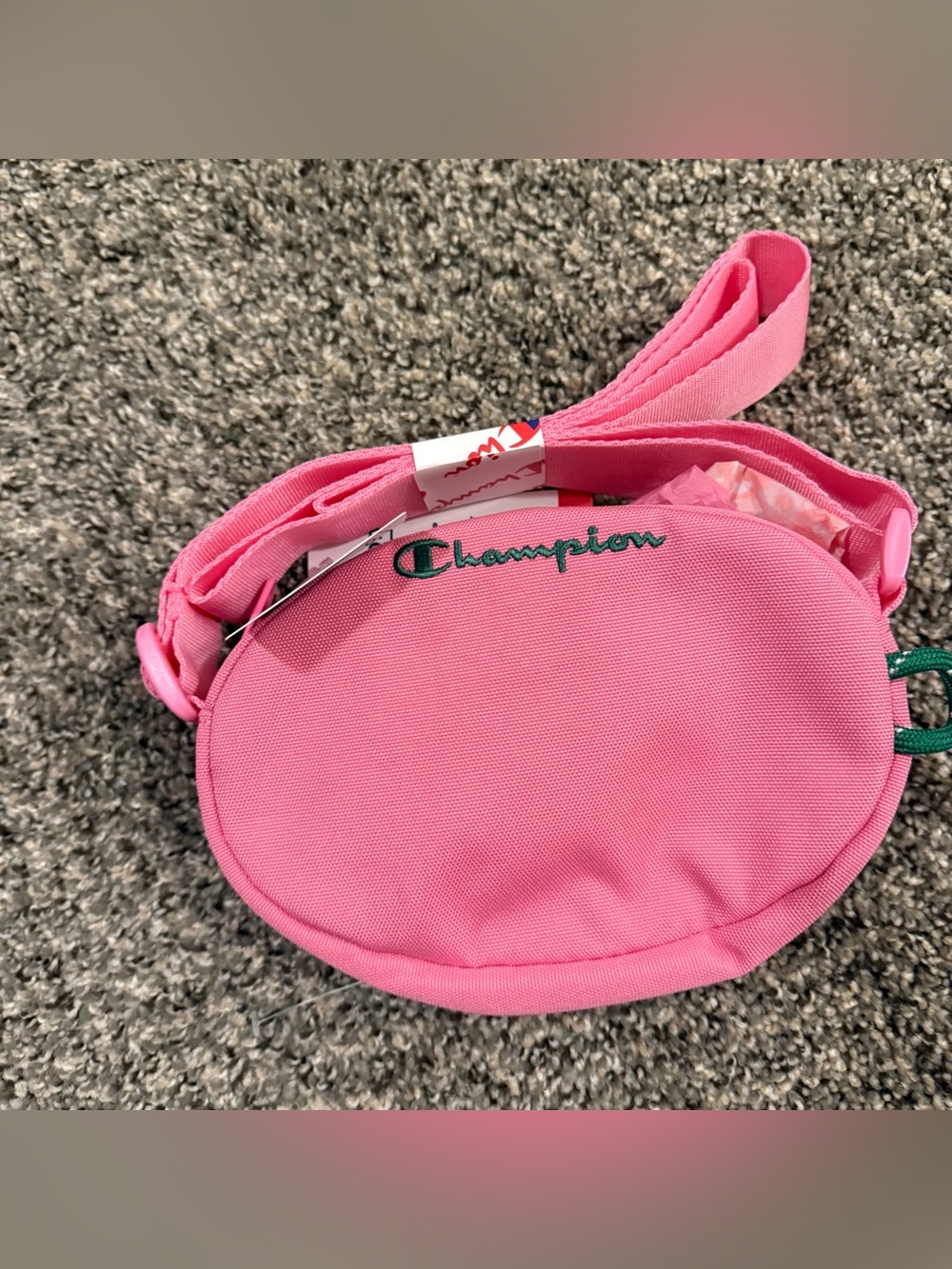 Champion Small Pink Crossbody Bag with Green Logo